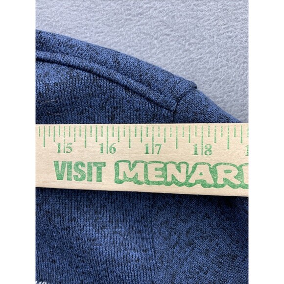 Eddie Bauer Sweater Adult Men Large Dark Blue Fleece Henley Pullover Snap Button - Picture 4 of 16